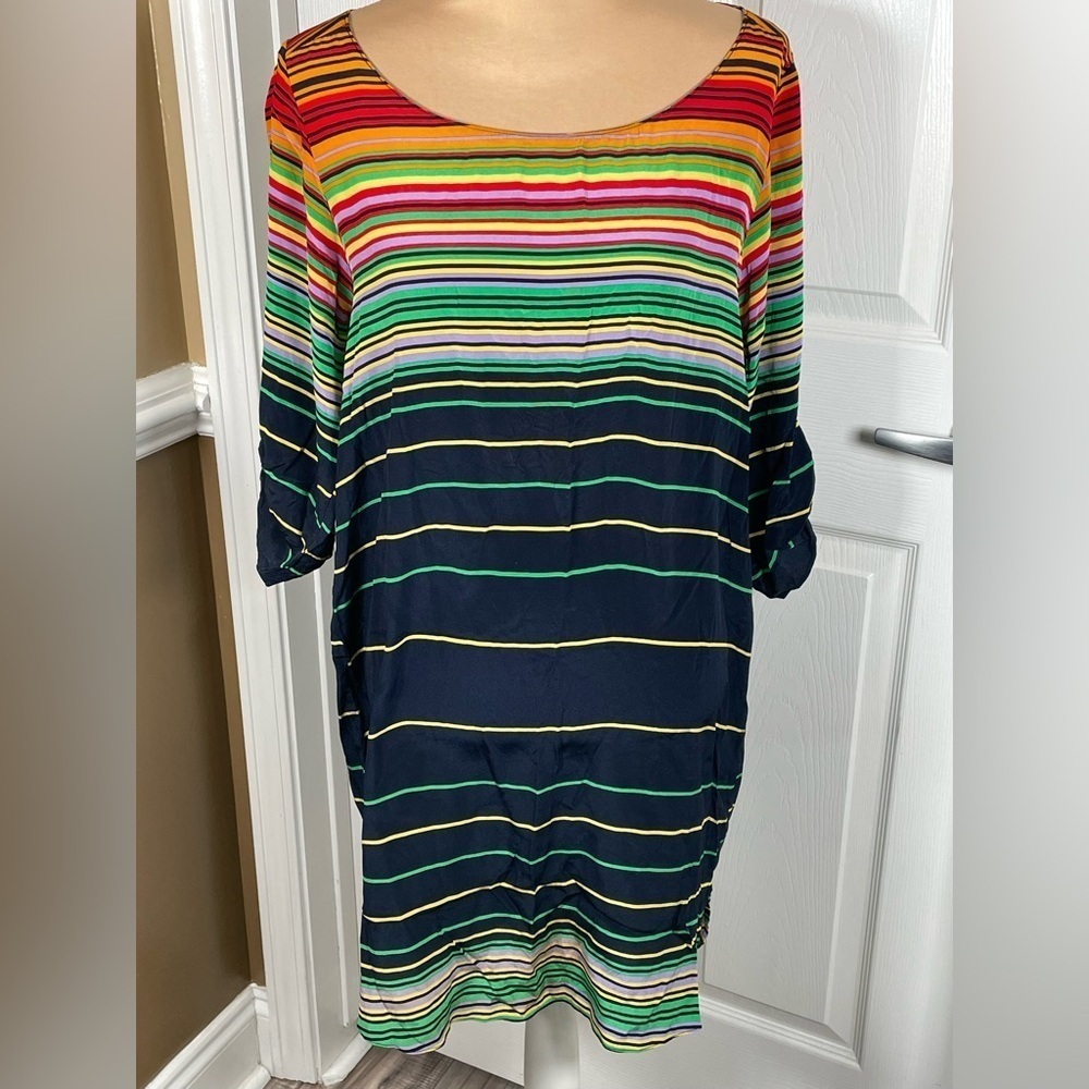 Amanda Uprichard 100% Silk Bright Stripes Tunic Blouse Top - Medium - Picture 4 of 7